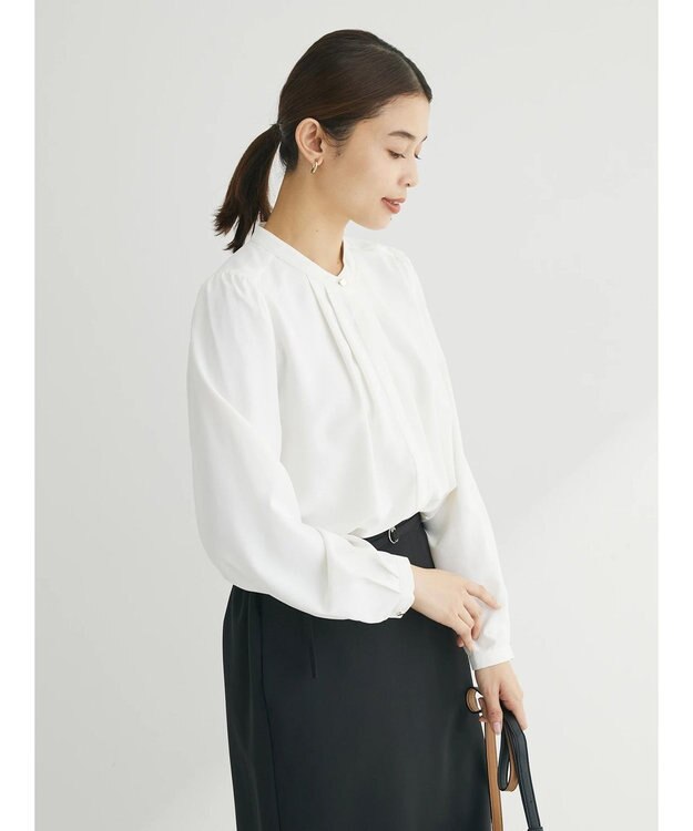 Green Parks ＢＰ　ケア楽　ポイント釦ブラウス Off White