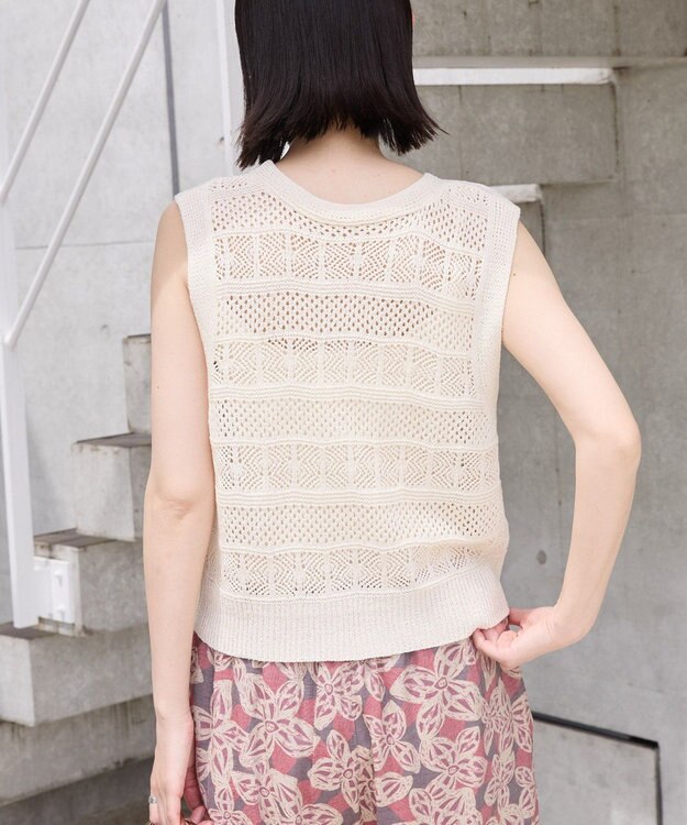 AMERICAN HOLIC 【前後2WAY】レース編みニットベスト Ivory