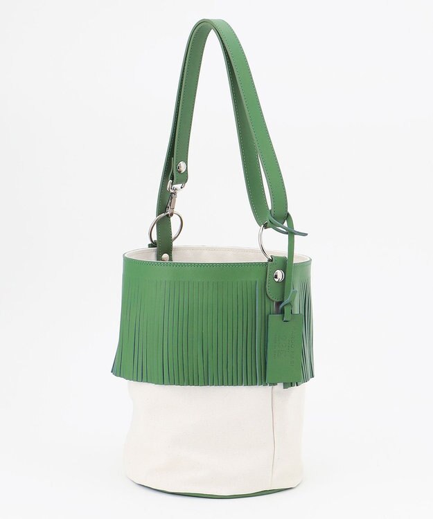 23区 【STORY7月号掲載】MARCO MASI レザーキャンバスコンビ ショルダーバッグ パイングリーン系