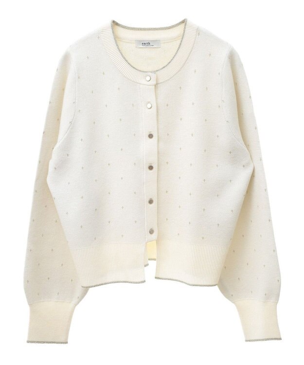 earth music&ecology ラメジャカードカーディガン Ivory