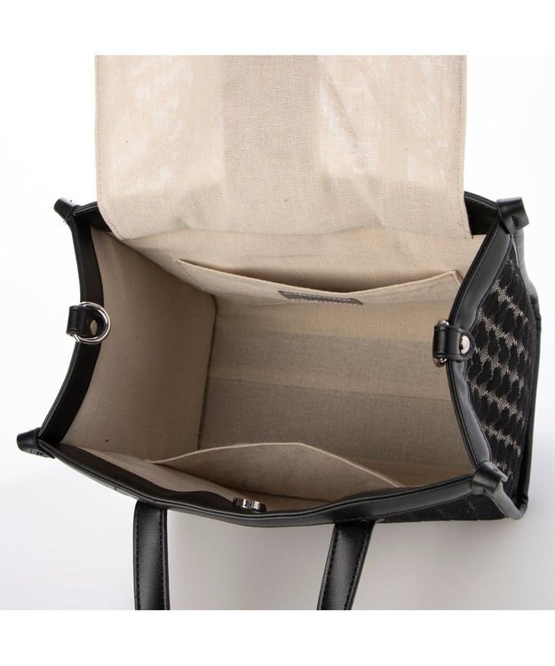 UNBILLION カシュカシュ cachecache / ハート柄レーススクエア2wayトート ブラック