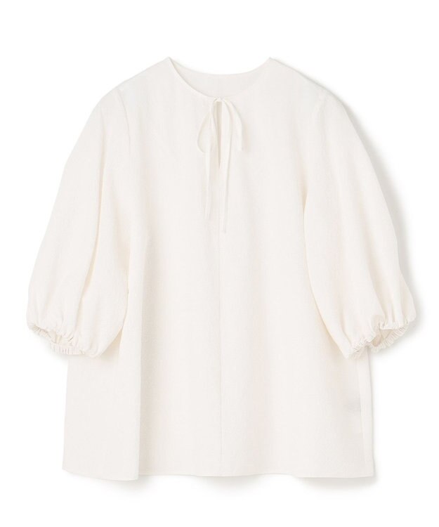 UNFILO 【洗える】シアーサッカーボリュームスリーブブラウス オフ