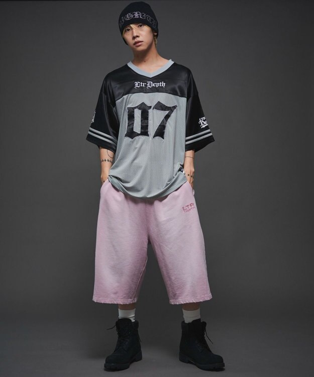 WEGO 【ユニセックス着用ITEM/ウエストゴム】ダメージアップリケショートパンツ ピンク