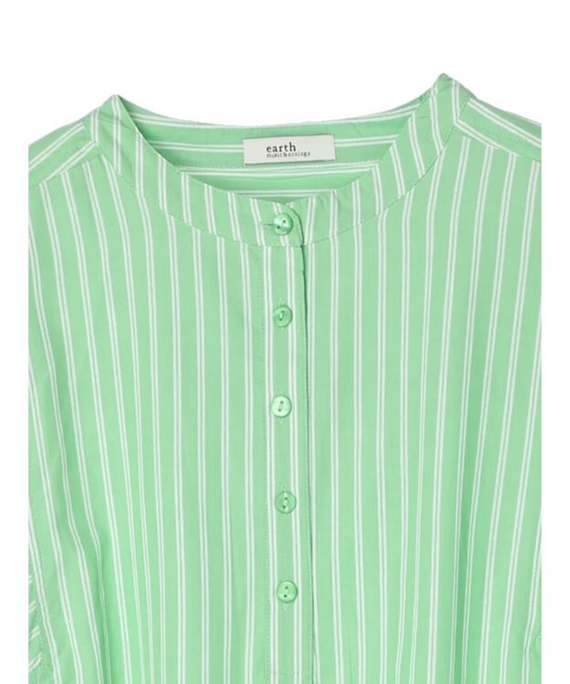 earth music&ecology ポプリンフレアワンピース Stripe Green