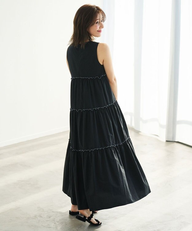 #Newans ボリュームティアードワンピース ブラック