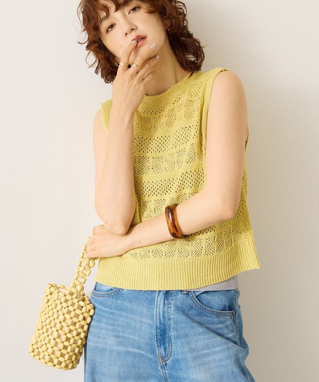 AMERICAN HOLIC 【前後2WAY】レース編みニットベスト Pistachio