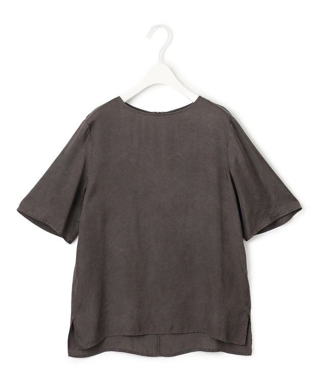 ICB 【洗える】 キュプラピグメントクロス ブラウス チャコール系