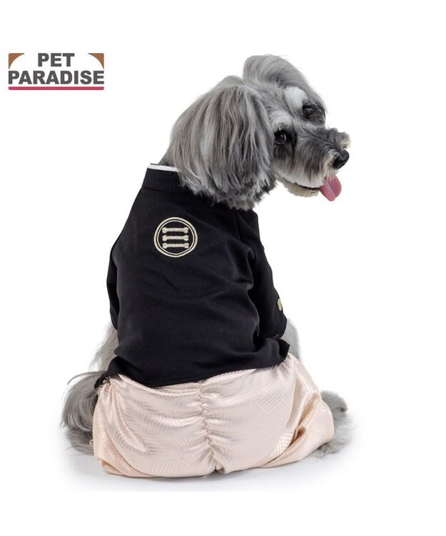 PET PARADISE ペットパラダイス 紋付き刺繍袴 小型犬 ブラック×ホワイト
