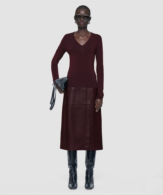 JOSEPH 【洗える】シルクストレッチVネックトップ Maraschino