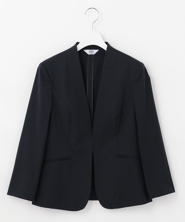 J.PRESS LADIES 【洗える・撥水・防汚】コットンFITTYシャーク ノーカラー ジャケット ネイビー系