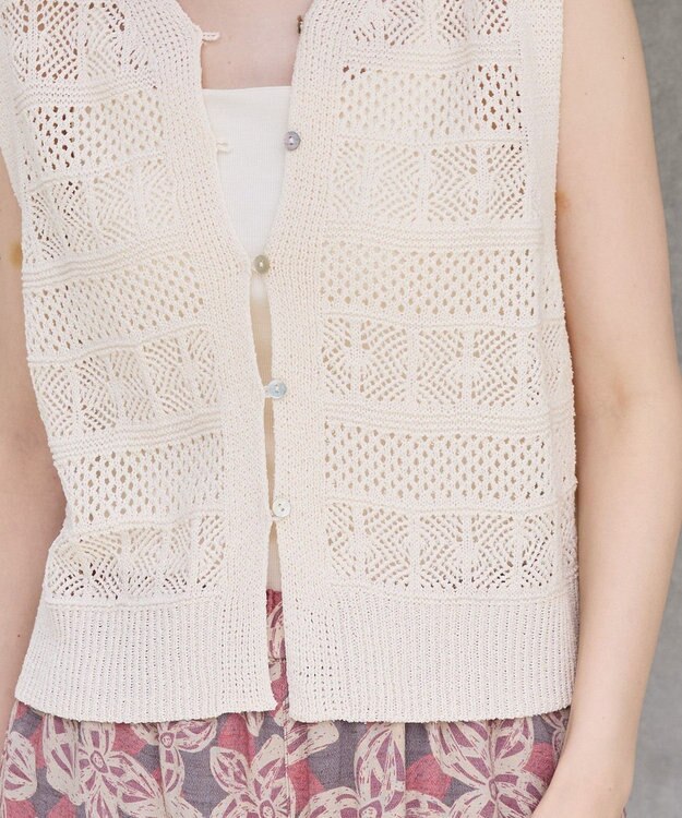 AMERICAN HOLIC 【前後2WAY】レース編みニットベスト Ivory