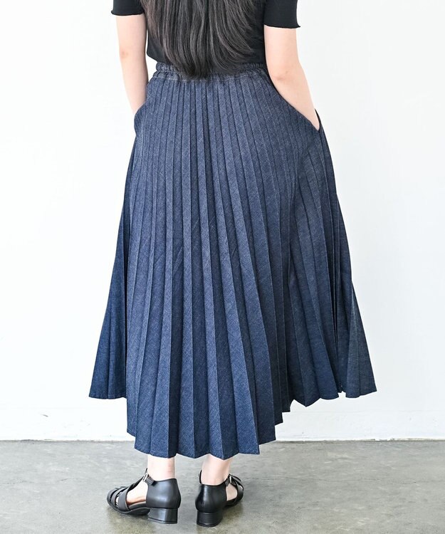 Ripo trenta anni 【大人気定番/特許技術】LONG PLEATS DENIM SKIRT プリーツ デニムスカート INDIGO
