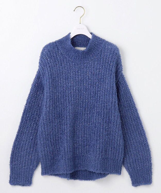 ANY SIS 【洗える】ブークレースパンコール ニット ブルー