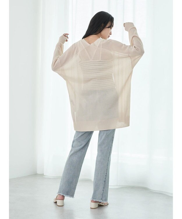 earth music&ecology 接触冷感Ｖネックカーディガン Light Beige