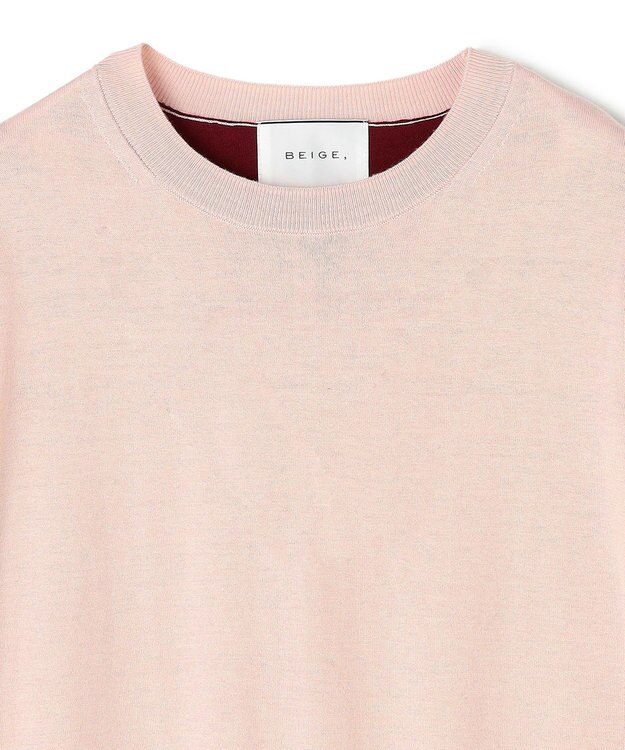 BEIGE， CHLOR / ウールシルク配色クルーネックニット Pink