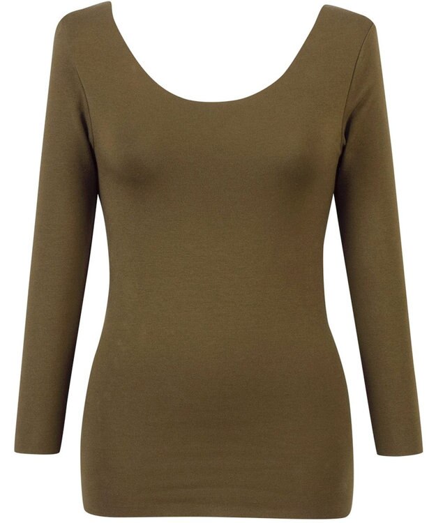 Wing あったかインナー 綿100％(肌側) アウターにひびきにくい ムレにくい 【綿の贅沢 ここちフラット】 8分袖 長袖 秋 冬 EL4872 ウイング／ワコール カーキブラウン