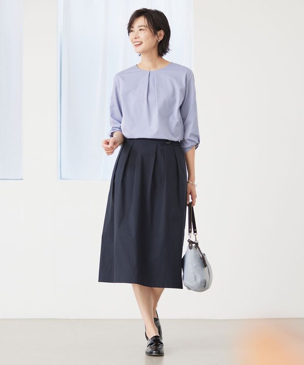 J.PRESS LADIES 【洗える】バイオエアフロー フレアー スカート ネイビー系