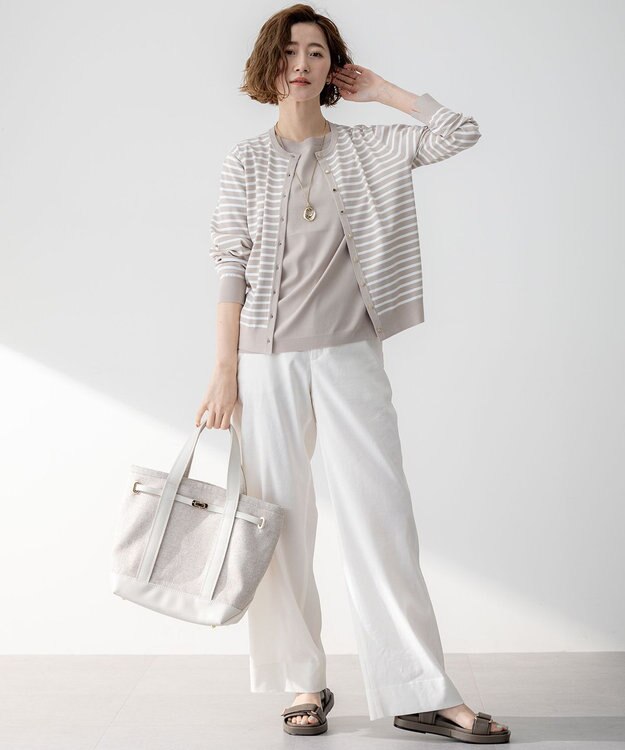 23区 【Oggi5月号掲載/洗える】リネンレーヨンストレッチ ワイド パンツ ホワイト系