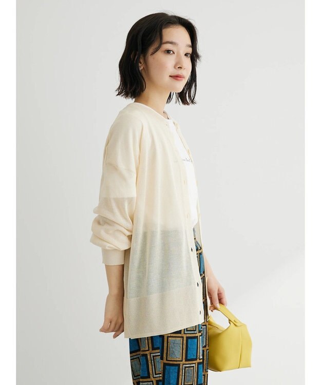 Green Parks フィラメントラメシアーカーディガン Off White