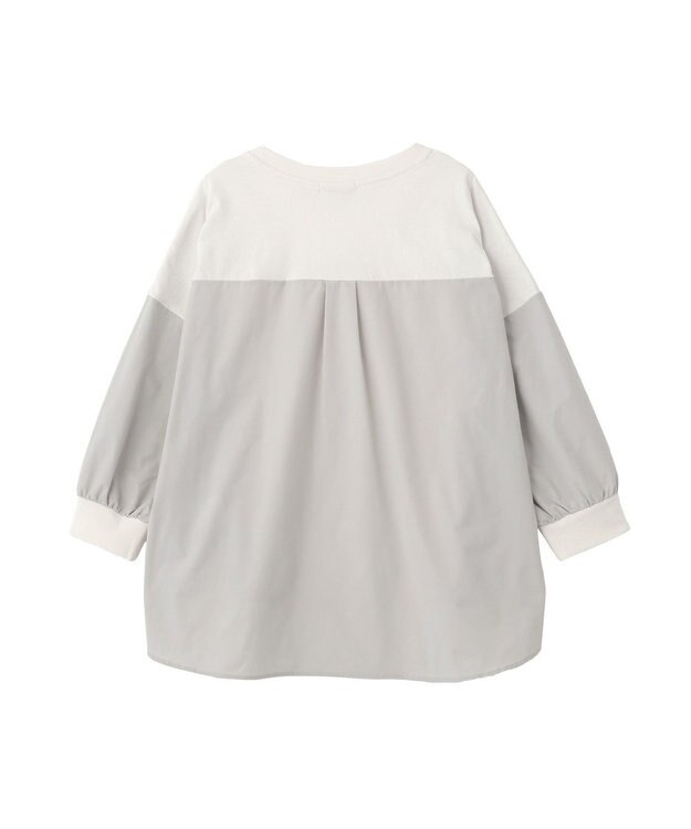 Green Parks ７分袖サイドシャーリングドッキングプルオーバ Off White