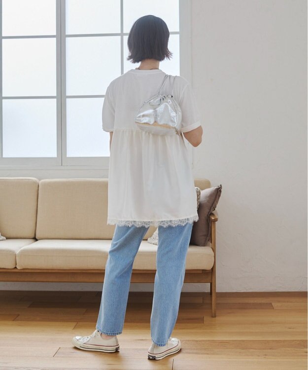 WEGO 【ANGIE VINTAGE】サテンレースドッキングレイヤードトップス オフホワイト