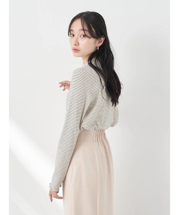 earth music&ecology マイクロボーダーリブプルオーバー Off White