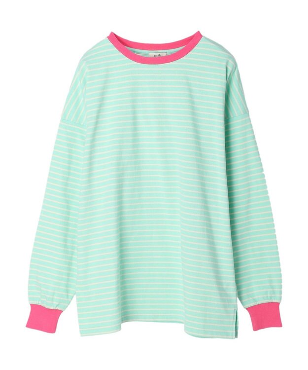 earth music&ecology トリカラーボーダーロンＴＥＥ Mint Green