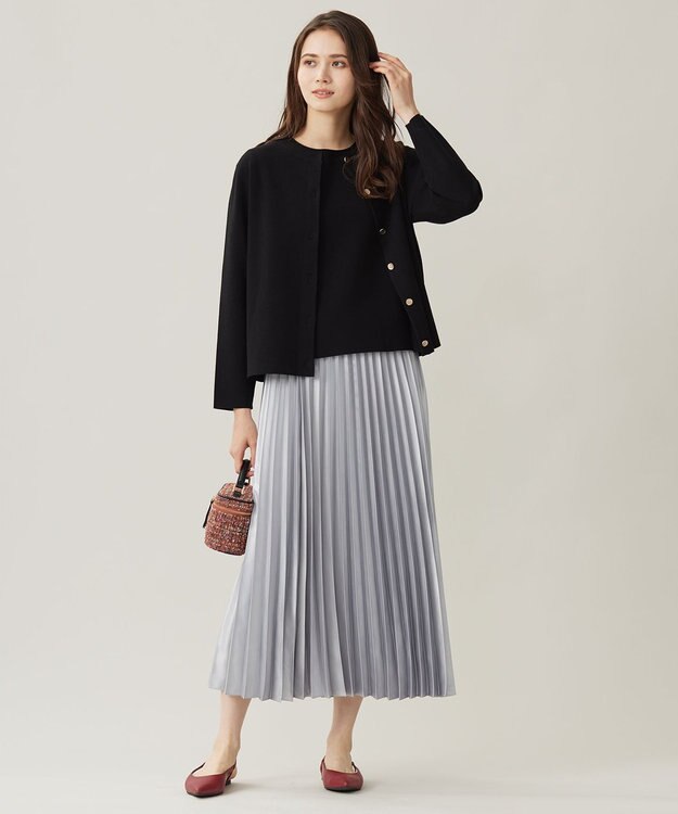 自由区 【アンサンブル対応・洗える】レーヨンストレッチ カーディガン ブラック