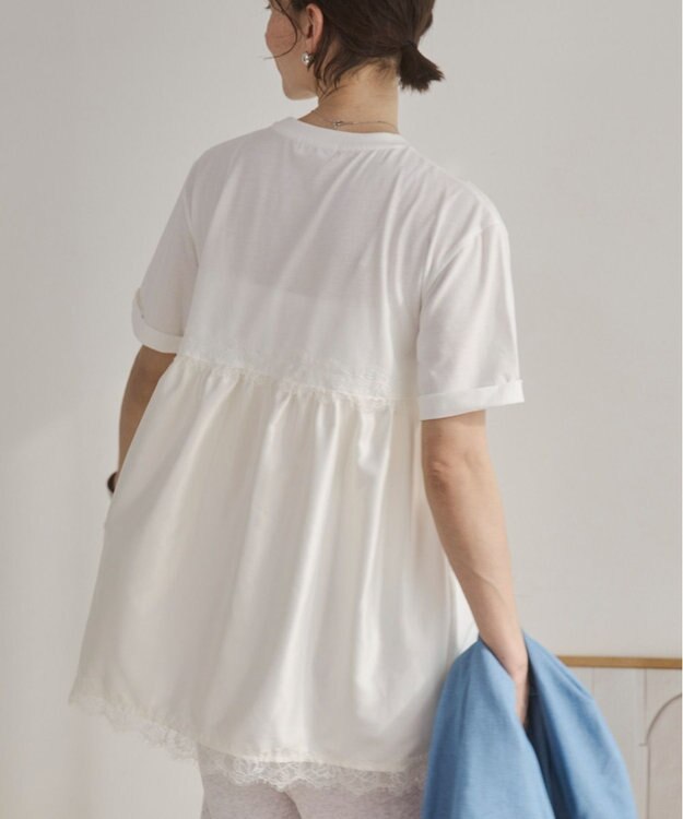 WEGO 【ANGIE VINTAGE】サテンレースドッキングレイヤードトップス オフホワイト