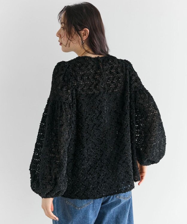 #Newans 【洗える】フィラッフィギャザースリーブブラウス ブラック