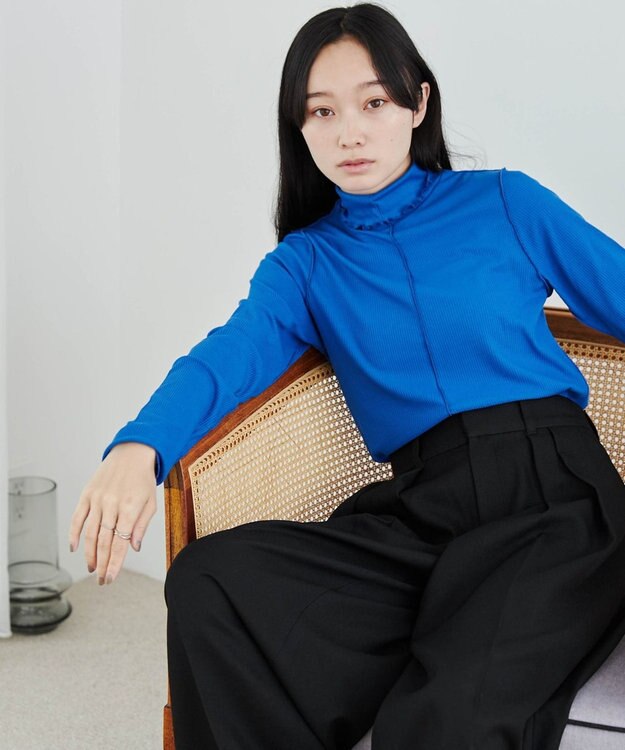 WEGO ソフトタッチカラーリブロンT ブルー