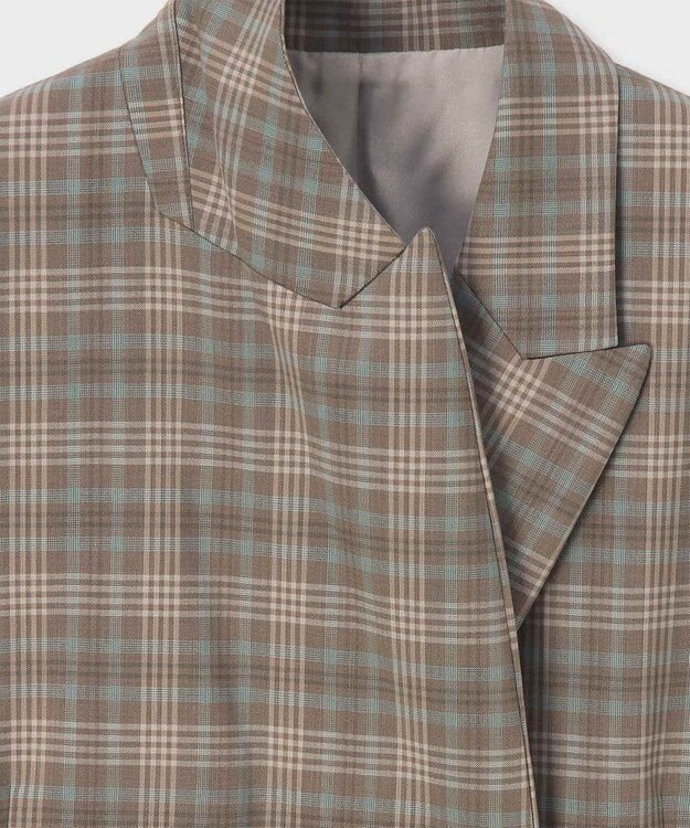 Paul Smith チェック ピークドラペル ダブルジャケット サンドブラウン