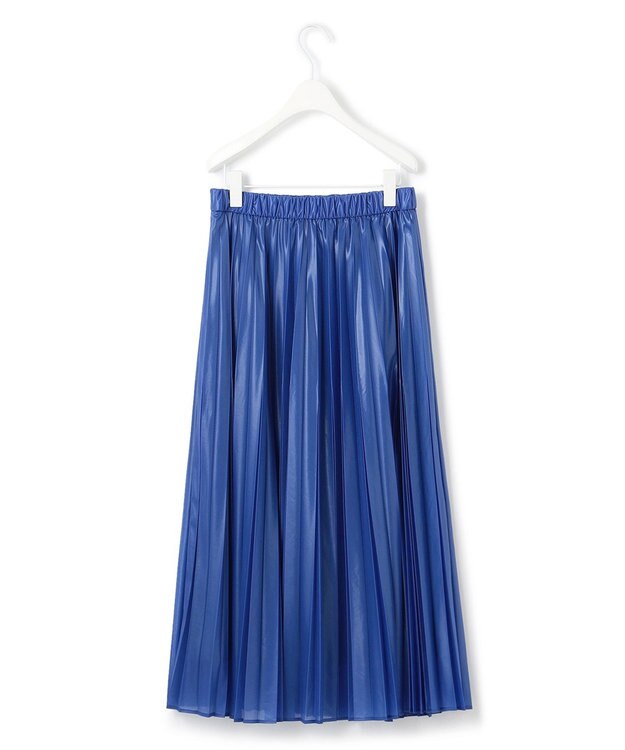 ICB 【洗える】 レザーライクシアープリーツ スカート ブルー系