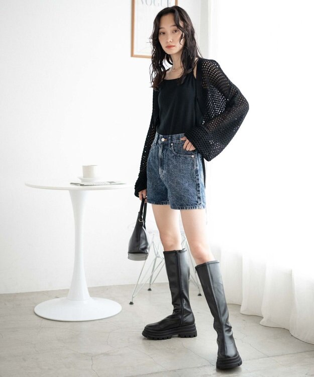 WEGO デニム台形ショートパンツ デニム中濃加工色