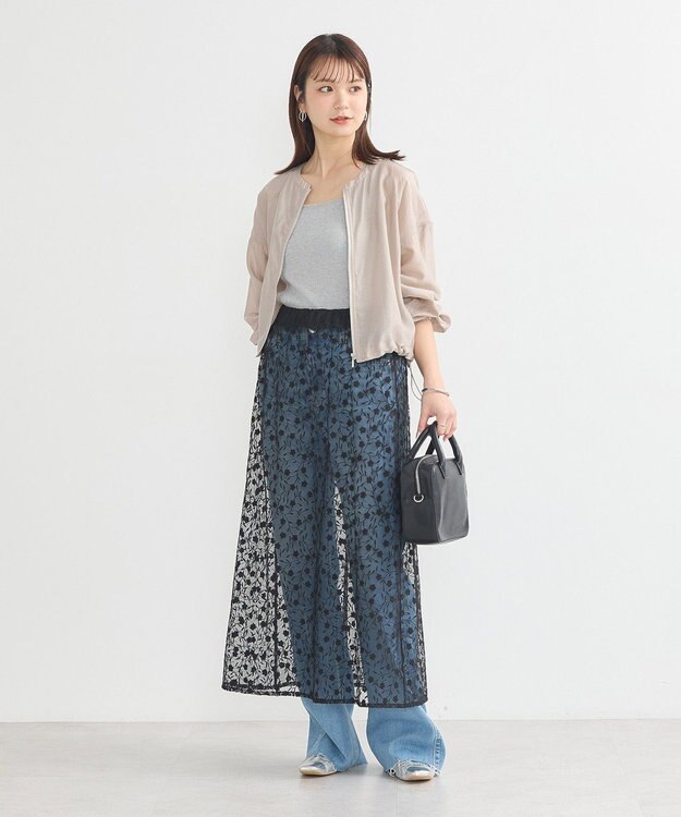 earth music&ecology シアーショートシャツブルゾン Gray Beige