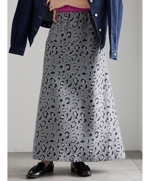 Te chichi レオパードジャガードナロースカート グレー