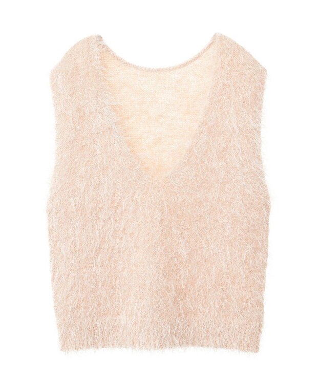 AMERICAN HOLIC 選べる丈２サイズ前後２ｗａｙシャギーベスト Ivory