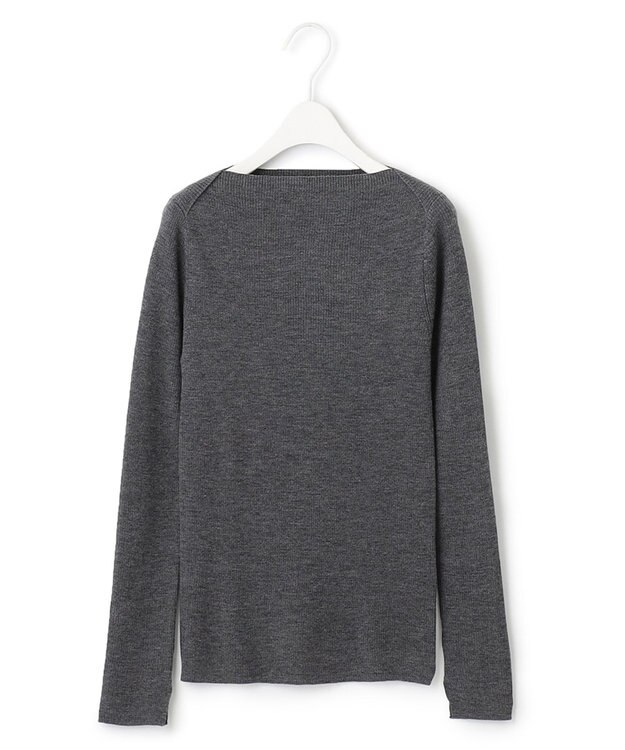 ICB 【洗える】エクストラファインメリノリブ ボートネックニット ミディアムグレー系