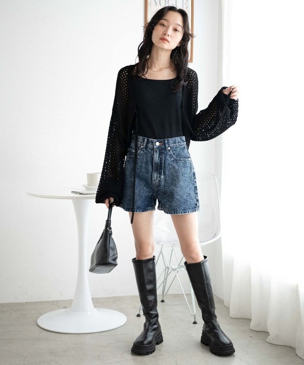 WEGO デニム台形ショートパンツ デニム中濃加工色