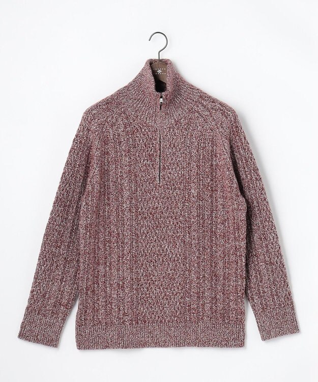 JOSEPH ABBOUD 【キングサイズ・柔らか】ラムコットンハイネックジップ セーター レッド系