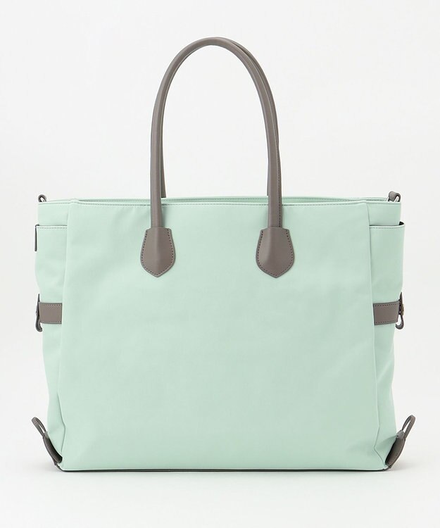 Y'SACCS ナイロン×リサイクルレザー　ホック2WAYトート　Mサイズ ミント