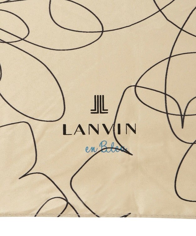 MOONBAT 【新色追加】ランバン オン ブルー 折りたたみ傘 フラワー柄サテンジャガードプリント 簡単開閉 ベージュ