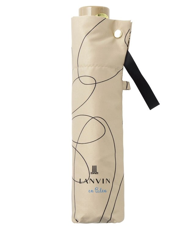 MOONBAT 【新色追加】ランバン オン ブルー 折りたたみ傘 フラワー柄サテンジャガードプリント 簡単開閉 ベージュ