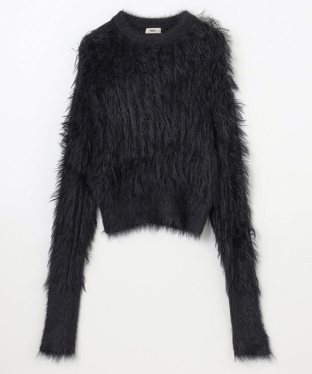 NAVE 【ReNAVE・洗える】メルティーシャギーニット プルオーバー ブラック系