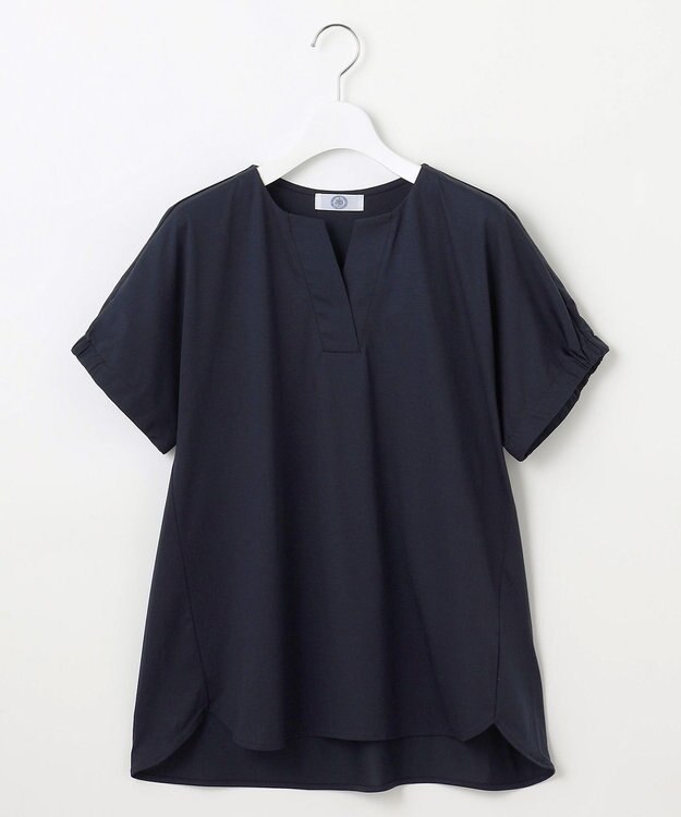 J.PRESS LADIES L 【接触冷感】プレーティングジャージー フレンチスリーブ カットソー ネイビー系