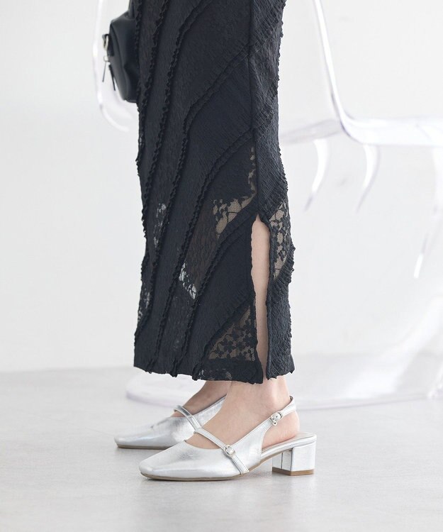 earth music&ecology 総レースナロースカート Black