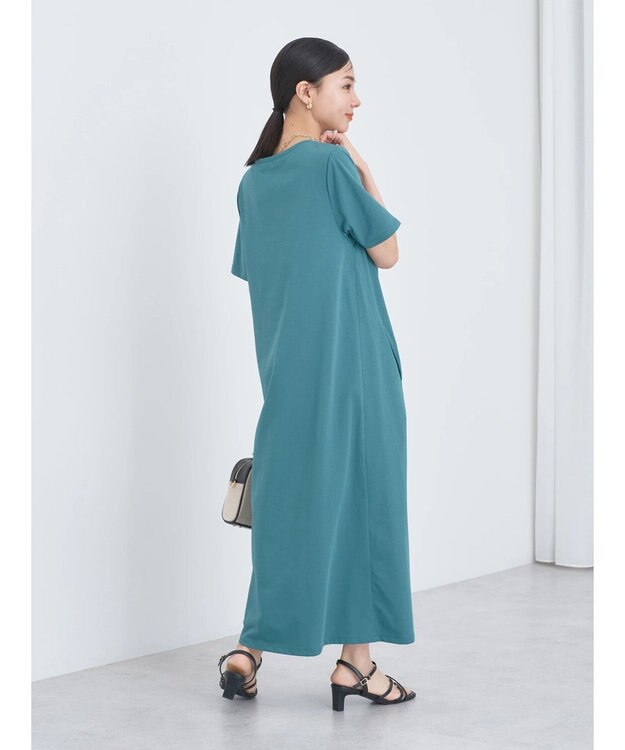 earth music&ecology プレーティング天竺Ａラインワンピース Green