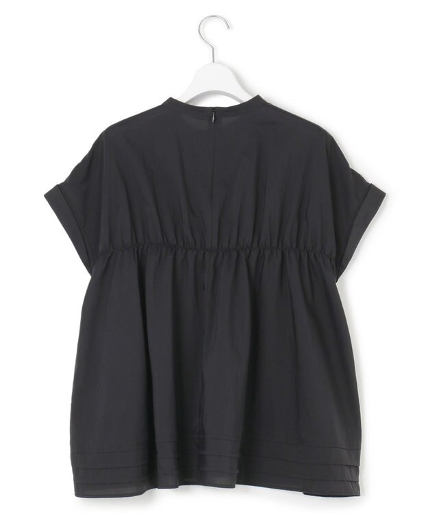 23区 S 【撥水加工/洗える】シアーナイロンツイル ギャザー ブラウス ブラック系