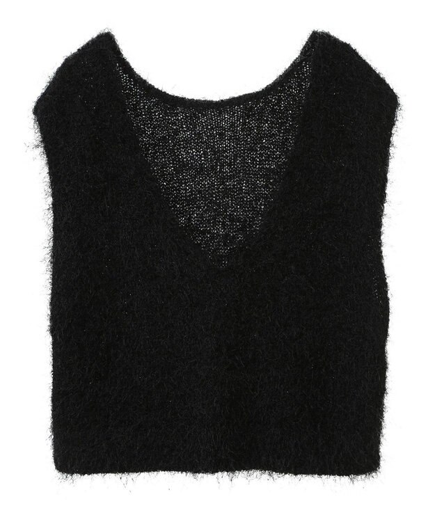 AMERICAN HOLIC 選べる丈２サイズ前後２ｗａｙシャギーベスト Black