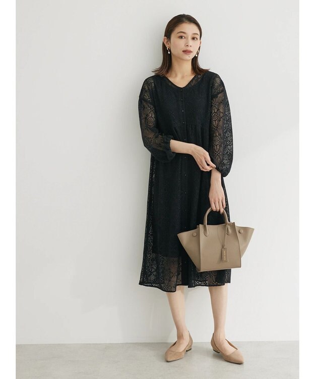 Green Parks ＳＥＴ２点レースワンピース×インナー Black
